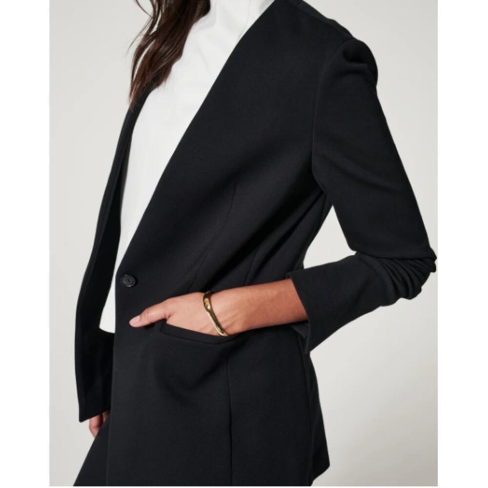 Spanx The Perfect Oversized Blazer Ponte No Lapel Minimalist Career Black S